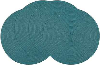 SHACOS Round Placemats Set of 4 Woven Braided Table Placemats 15 inch Circle by SHACOS