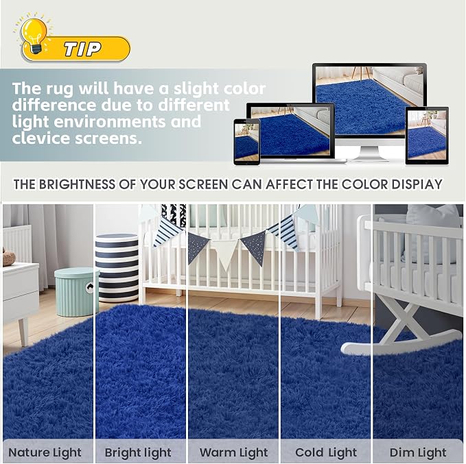 5x7 Area Rug for Living Room, Ultra Soft Fluffy Shag Rugs for Bedroom, Non-Slip - Image 7