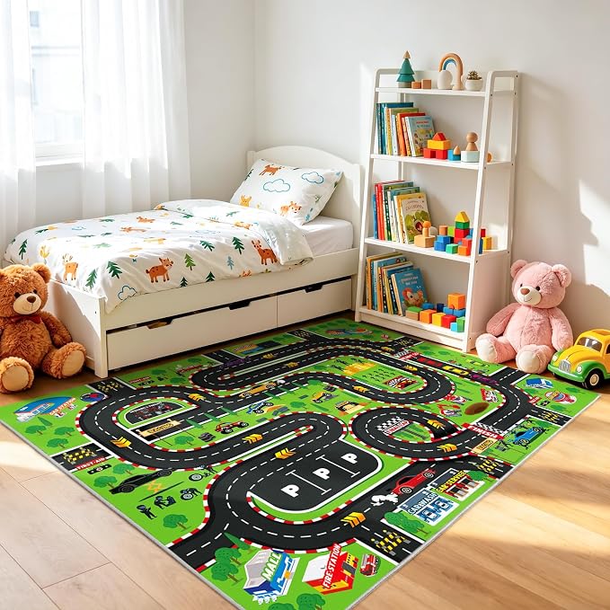 Kids Playroom Rug 3x4 Ft, Washable Car Rugs Play Mat, Non-Slip Soft Learning - Image 5
