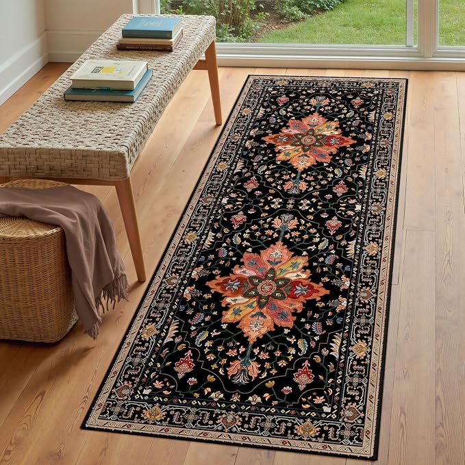 RELEANY Area Rugs Runner 3'x6' Washable Non-Slip, Floral Vintage Distress - Image 3