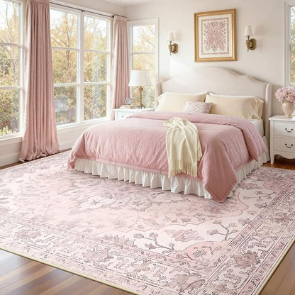 RELEANY Area Rugs 7'x10' Washable Non-Slip, Floral Vintage Distress Medallion - Image 2