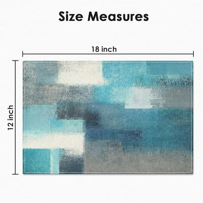 Emvency Farmhouse Placemats Set of 4, 12x18 Inch, Teal and Grey | Abstract Art - Image 2