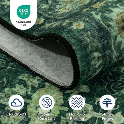 Lessymo Washable Area Rug for Living Room, 8x10 Green Large Rugs - Image 5