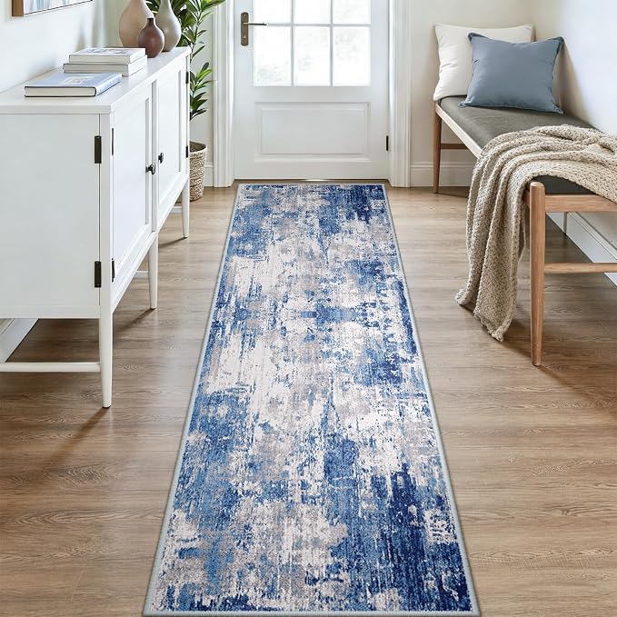 RELEANY Washable Area Rugs 3x9 Non-Slip Modern Abstract Soft - Image 2