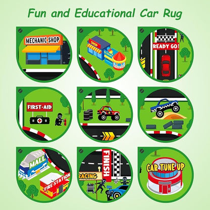 Kids Room Rug 5x7 Ft, Washable Soft Race Track Road Rug, Non-Slip Educational - Image 5