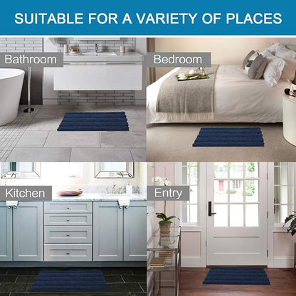 H.VERSAILTEX Navy Blue Bathroom Rugs 2 Piece, Bath Mat Set Slip-Resistant Extra - Image 6