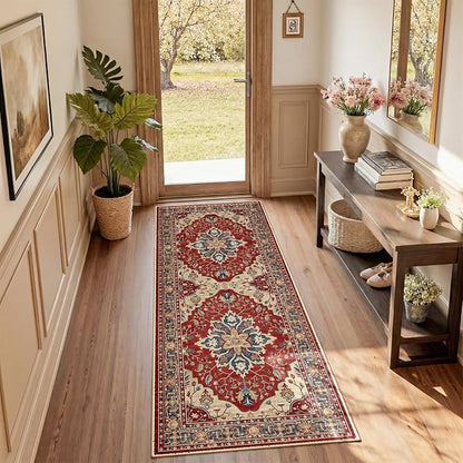 RELEANY Area Rugs Runner 2'x5' Washable Non-Slip, Floral Vintage Distress by RELEANY