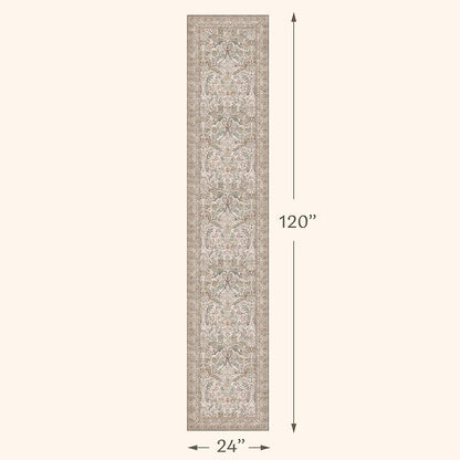 Vintage Floral Moss Green 2x10 Hallway Runner Rug Non Slip - 10 ft Extra Long - Image 2