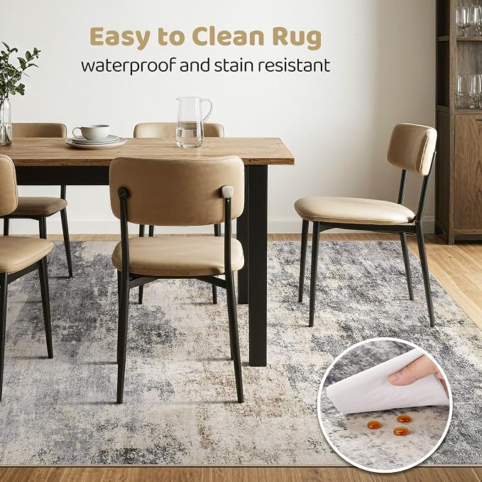 10x14 Area Rugs Living Room: Washable Large Abstract Modern Soft Rug Stain - Image 6