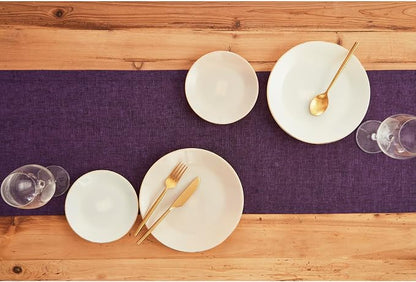 Solino Home 100% Pure Linen Table Runner Grape Long, Athena 14 x 108 in | Table - Image 3