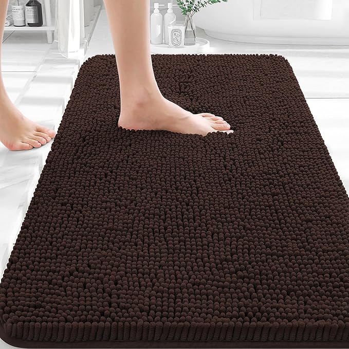 OLANLY Bathroom Rugs 35x24, Extra Soft Absorbent Chenille Bath Rugs, Rubber by OLANLY