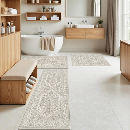 Madane Washable Kitchen Rug Set of 3, Small Area Rug Non-Slip Vintage Entryway - Image 4
