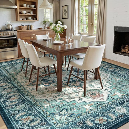 Lofus 5x7 Washable Rugs Non-Slip, Vintage Floral Area Rug - Image 3
