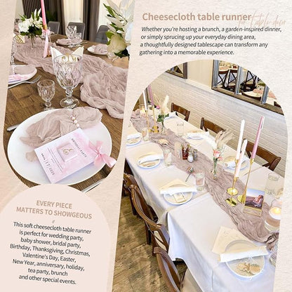 4 Pack Cheesecloth Table Runner 10FT Rosy Brown Table Runner Boho Gauze Cheese - Image 8