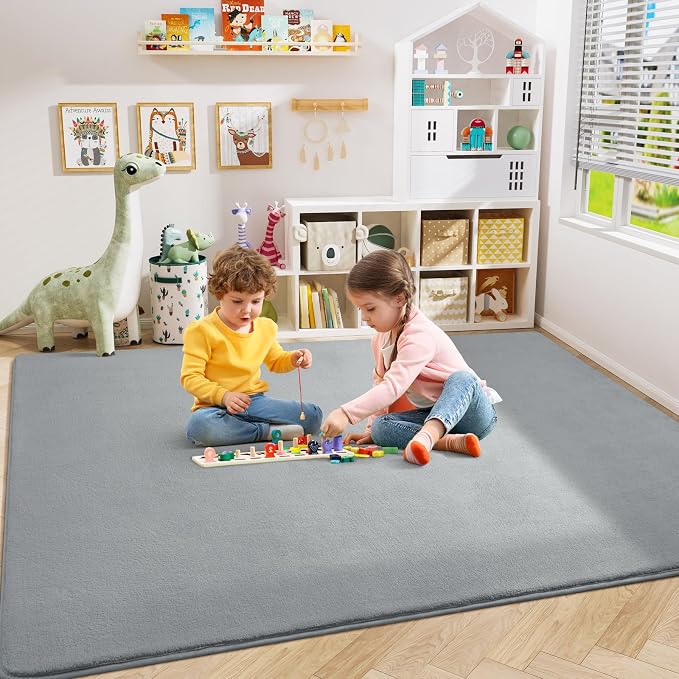 Amearea Modern Area Rugs for Bedroom Living Room, 4x6 Feet Grey Thickened - Image 5