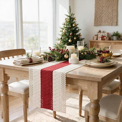 Artoid Mode Rose Red Farmhouse Rustic Table Runner 12x108 Inch | Seasonal - Image 4