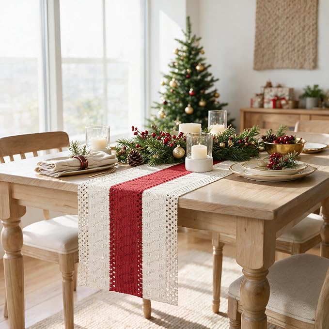 Artoid Mode Rose Red Farmhouse Rustic Table Runner 12x90 Inch | Seasonal - Image 4