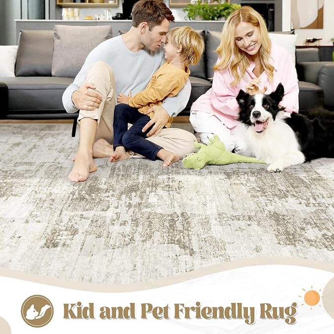 XLUEZ 8x10 Area Rugs for Living Room, Washable Modern Abstract Large Area Rug - Image 3