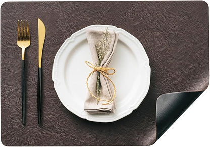 Placemats Set of 12, DOLOPL Reversible Dual-Color Faux Leather Place Mats by DOLOPLOfficial