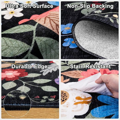 10x12 Area Rugs for Living Room: Floral Washable Rug Vintage Large Soft Boho - Image 6