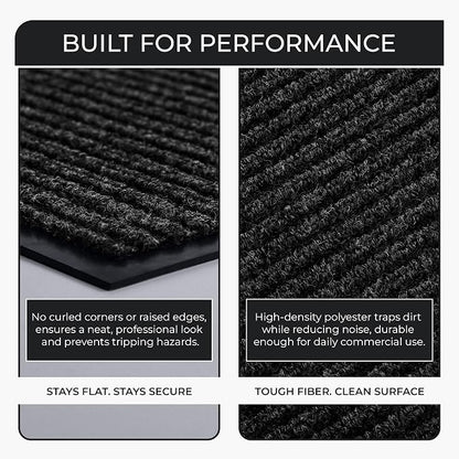 Large Door Mat 3' x 5' Black, Heavy Duty Commercial Floor Mat, Industrial Floor - Image 3