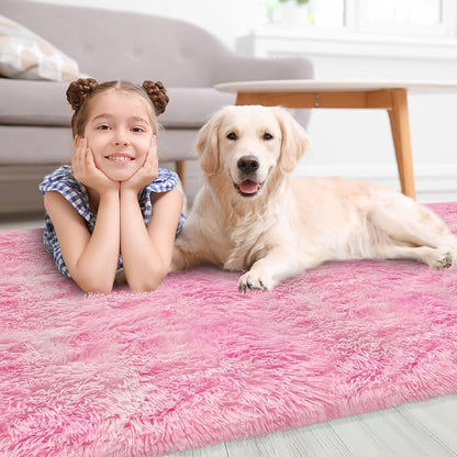 Fluffy Pink Shag Rug for Bedroom Girls 3x10 Runner Rug, Soft Pink Fuzzy Rug for - Image 4