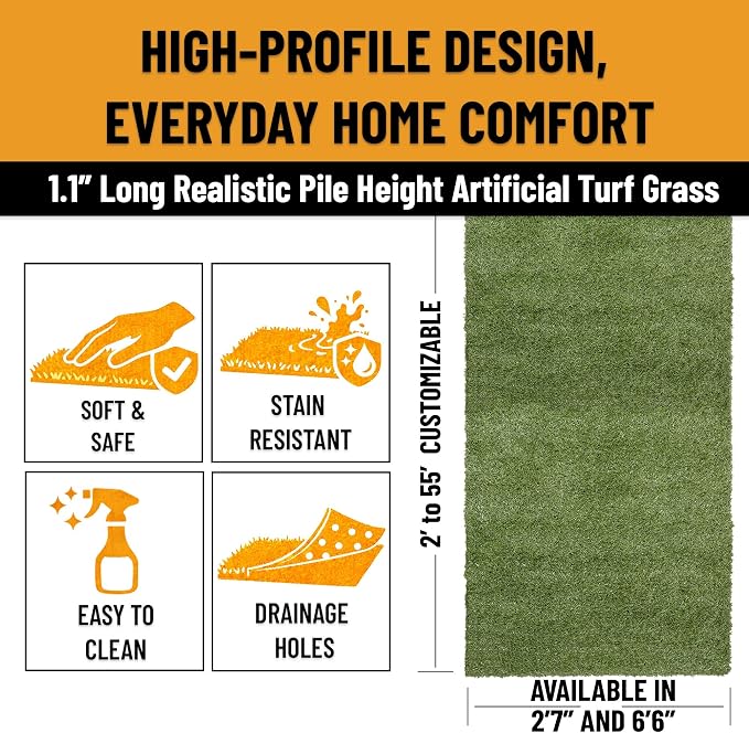 Ottomanson Artificial Turf Natural 78" x 28', Realistic Grass Carpet - Image 6
