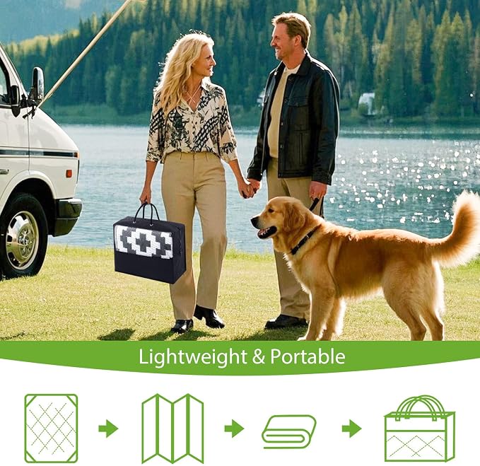 Smiry Waterproof Outdoor Rug 8x10 ft, Reversible Plastic Straw Patio Camping - Image 6