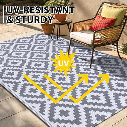 Smiry Waterproof Outdoor Rug 4x6 ft, Reversible Plastic Straw Patio Camping Rugs - Image 4