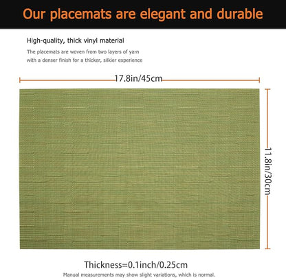 Green Vinyl Placemats Set of 12, Heat Resistant Table Placemats | 18x12 inch - Image 3