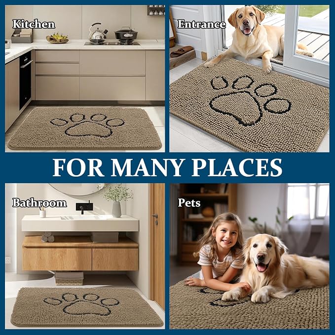 OLANLY Dog Door Mat for Muddy Paws 70x24, Paw Print Design, Absorbs Moisture - Image 8