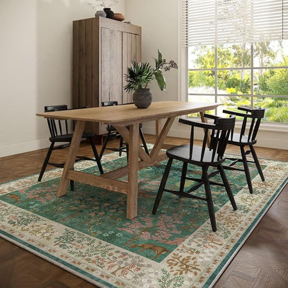 Machine Washable Rugs for Living Room: 9x12 Bedroom Rug Vintage Area Rug Stain - Image 6