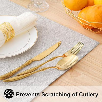 Faux Cotton Linen Placemats Set of 6, Cloth Washable Farmhouse Dining Table Mats - Image 8