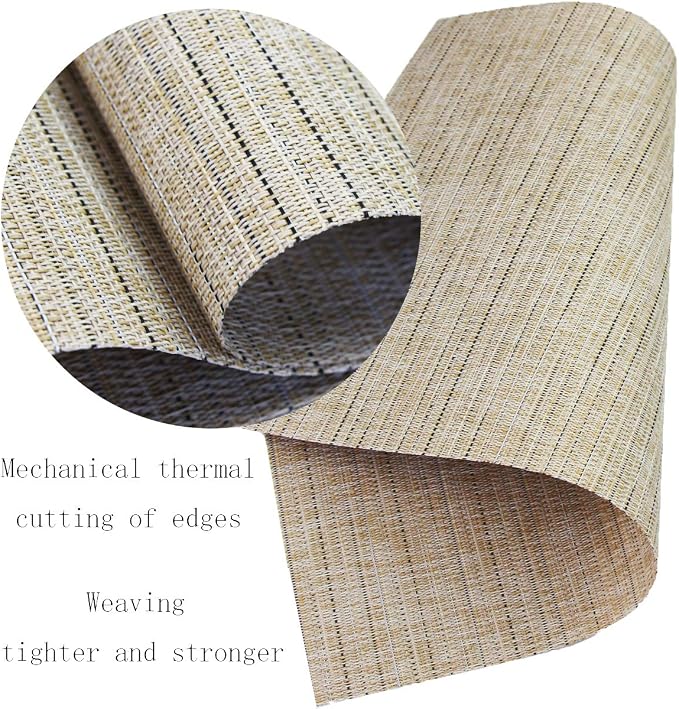 PIGCHCY Deep Beige Placemats Set of 4 Encryption Thickening Weave - Image 3