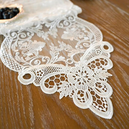 ARTABLE Off White Lace Table Runner Macrame Dresser Scarf Modern 10x70Inch | - Image 6