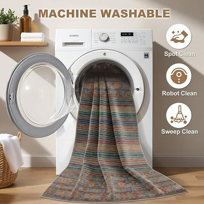 Nakagishi 6X9 Area Rugs Living Room: Washable Large Vintage Rug Neutral - Image 2