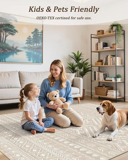 Miukiki 6x9 Area Rug for Living Room Moroccan Washable Rugs Non Slip Indoor - Image 6