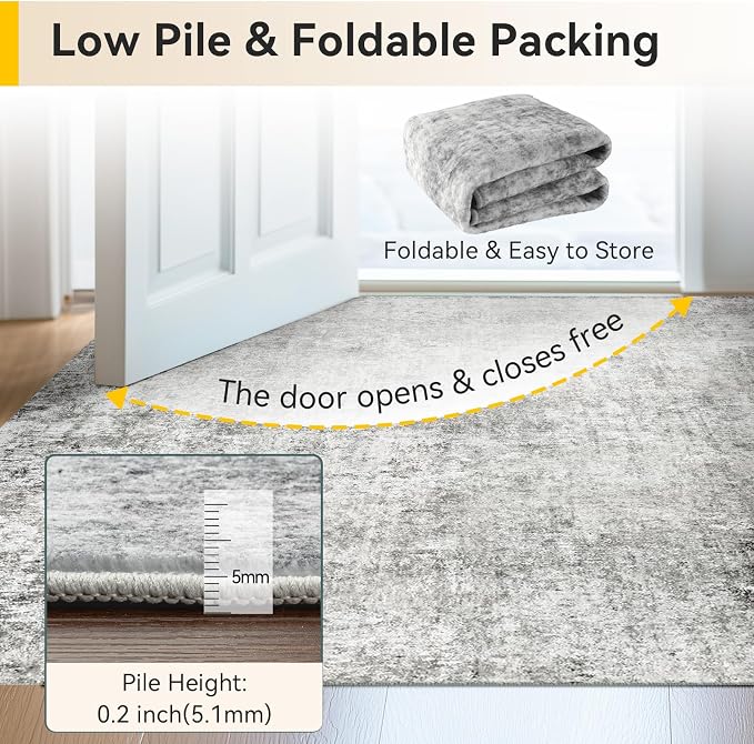 RELEANY Washable Area Rugs 6'x8' Non-Slip Modern Abstract Soft - Image 7