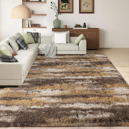 Shag Rugs for Bedroom, 4x6 Abstract Brown Soft Fuzzy Rugs for Living Room - Image 4