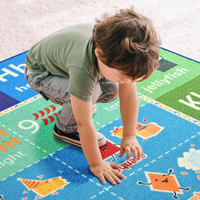 Macgace ABC Kids Rug for Playroom, 4x6 Washable Classroom Area Rugs, Toddler - Image 5
