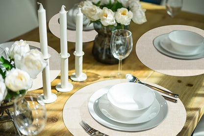 Round Faux Leather Placemat and Coaster 6 Packs, Washable Heat Resistant Dining - Image 7