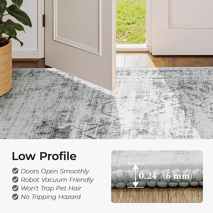 5x7 Washable Area Rugs for Living Room, Soft Faux Wool Carpets for Bedroom - Image 4
