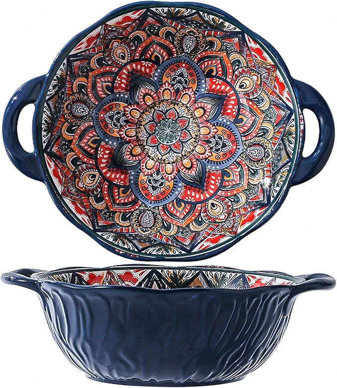 2 Pack Boho Ceramic Serving Bowls by XKXKKE
