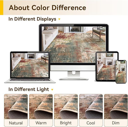 RELEANY Washable Area Rugs 8ft Non-Slip Modern Abstract Soft - Image 9