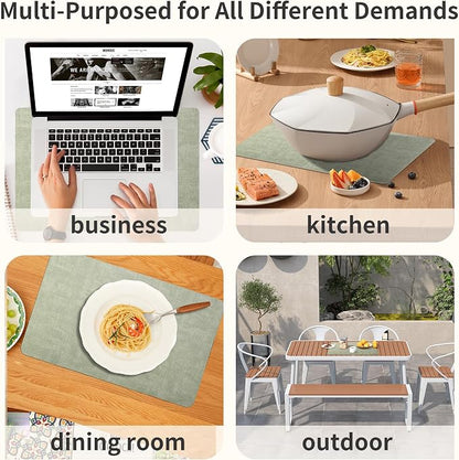 Maxpearl Faux Leather Placemats Set of 6, Light Green | Waterproof - Image 9