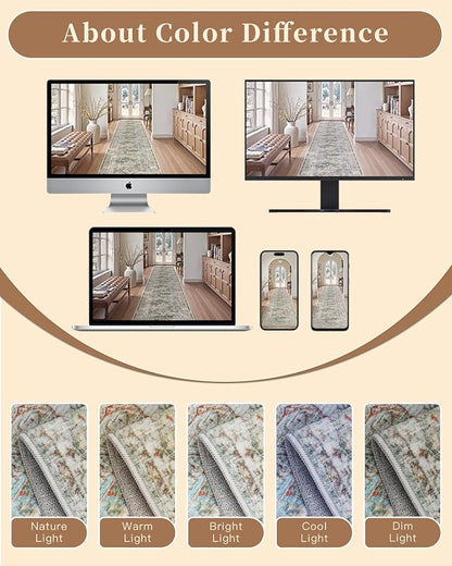 Madane Washable Area Rug 2x3, Small Entryway Rug Non-Slip Vintage Door Mat - Image 9