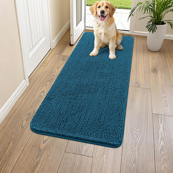 Smiry Dog Door Mat for Muddy Paws 47x24, Absorbent Dirt Trapper, Non-Slip by Smiry