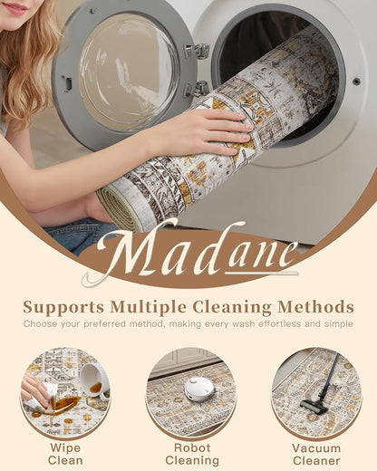Madane Hallway Runner 3x8, Kitchen Rugs Washable Entryway Rug Vintage Kitchen - Image 9