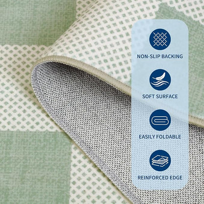 GarveeHome Checkered Sage Green 2x6 Washable Kitchen Runner Rus Geometric - Image 7