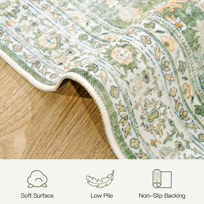 Lofus 10x14 Area Rug for Living Room, Light Green Washable Area Rugs - Image 6
